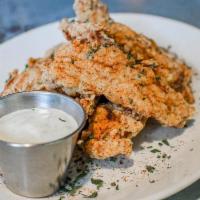 Crispy Chicken Tenders · buttermilk marinated, hand-breaded to order, cajun spices, house-made restaurant ranch