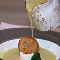 Curried Sage & Coconut Soup (V) (Gf) (Df) · Slow Simmered Sage Infused Coconut Soup, Enhanced with Indian Spices.