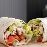 Buffalo Chicken Wrap · Grilled chicken breast glazed with Buffalo sauce, fresh lettuce blend and creamy bleu cheese...