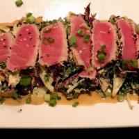 Sesame-Seared Ahi · Asian slaw, miso-ginger vinaigrette.

Consuming raw or undercooked meats, poultry, seafood, ...