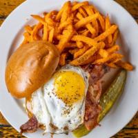 Daybreak · Fried egg, cheddar applewood smoked bacon.