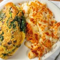 Vicky'S Favorite · Tender spinach, mushrooms and cheddar cheese.
