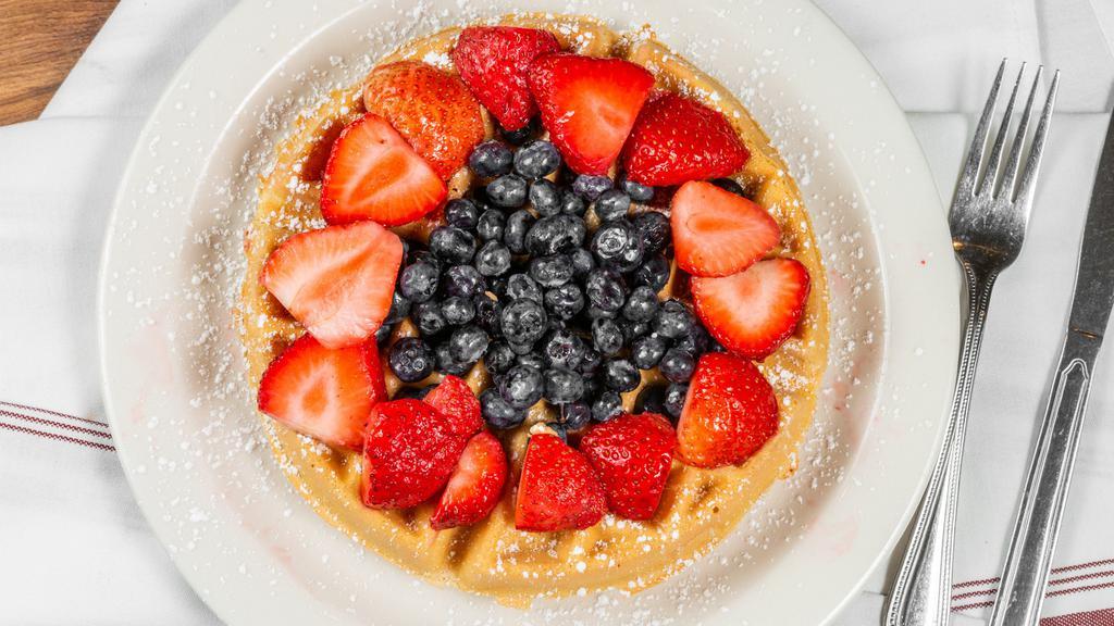 Mixed Berry Waffle · Smothered in a variety of seasonal berries.