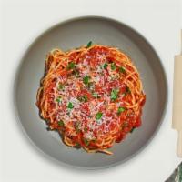 The Main Marinara Pasta (Spaghetti) · Fresh basil leaves, garlic, and grated parmesan cooked with spaghetti.