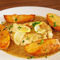 Chicken Limone · Chicken breast sautéed in extra virgin olive oil and fresh herbs, finished in lemon sauce se...