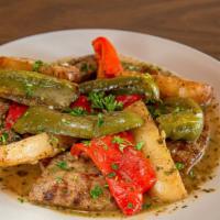 Sausage Giambotta · Mild Italian sausage, roasted peppers and roasted potatoes in white wine, garlic and Italian...