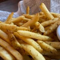 Sour Cream & Chive Fries · Battered and seasoned served with a side of house dressing