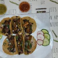 Mini Tacos Order Of 6 · 6 mini tacos with your choice of protein onion and cilantro