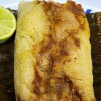 Guatemalan Tamales (Pork) · made with corn masa and steamed in fresh plantain leaves (or corn husks) to give them a rich...