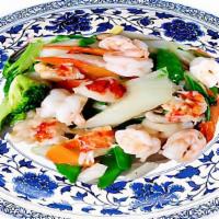 Seafood Delight · Seafood combination of lobster, jumbo shrimp, scallop crab meat with special mixed vegetable.