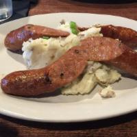 Bangers & Mash · Celts Craft House signature item. Gluten Free. Smoked cracked black pepper sausage made excl...
