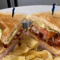 Club Sandwich · Ham, turkey and bacon-triple decker.