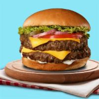 Double Chezz · Double patty hamburger patty loaded with cheddar and Swiss cheese
