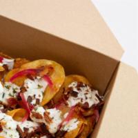 Loaded Pub Chips · bleu cheese, bacon, pickled onion.