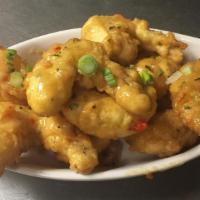 Battered  Shrimp · With creamy spicy sauce.