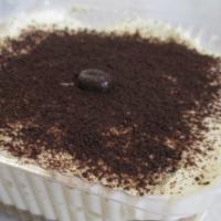 Tiramisu-Slice · Italian  lady fingers dipped in Espresso and Brandy, layered with creamy Marscapone, topped ...