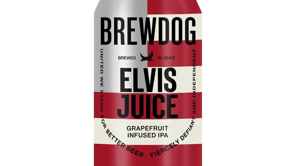 Elvis Juice 6 Pack · An American IPA with a bitter edge that will push your citrus tolerance to the brink and back; Elvis Juice is loaded with tart pithy grapefruit peel. This IPA has a caramel malt base, supporting a full frontal citrus overload - grapefruit peel piled on top of intense us aroma hops. Waves of crashing pine, orange and grapefruit round out this citrus infused IPA.