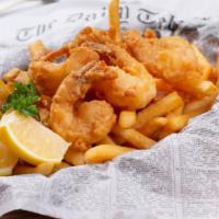 Shrimp & Fries · Battered and fried shrimp, seasoned to perfection. Served with a side of fries.