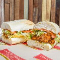 Harlem Ave. (Chicken) · Cajun seasoned chicken breast, Pepper Jack cheese, shredded lettuce, tomato, and chipotle ma...