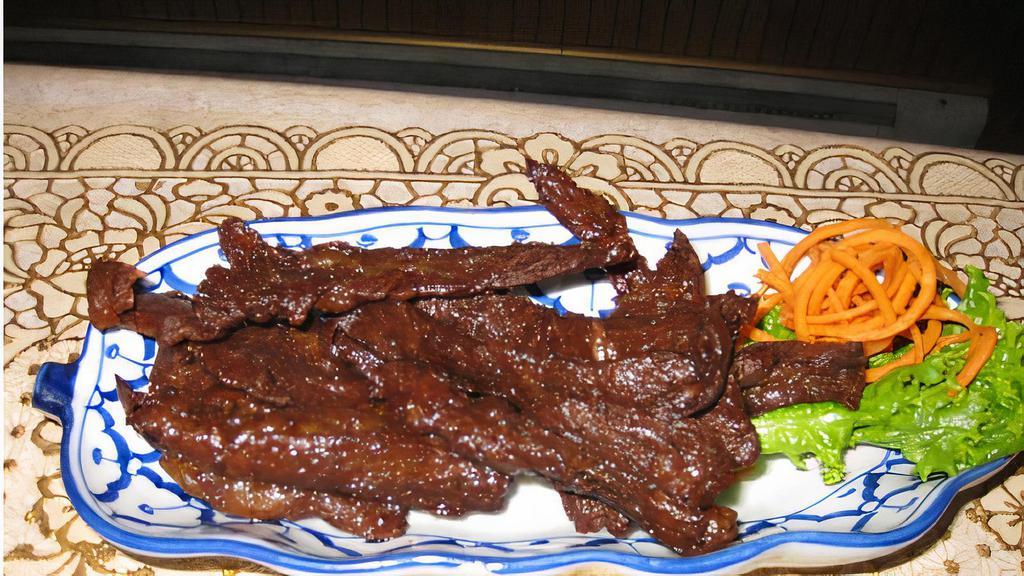 Thai Beef Jerky · Deep-fried marinated beef with Thai spices.