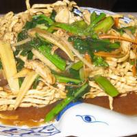 Crispy Noodle · Deep-fried crispy noodle topped with gravy made of Chinese broccoli, broccoli. Choice of bee...