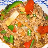Pad Ka Paow · Choice of meat with green bean, carrot, onion, baby corn, and holy basil a in chef’s special...