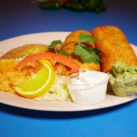 1 Chimichanga Dinner · 1 large chimichanga with your choice of meat, served with rice & beans and a side of guacamo...