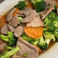 Broccoli · Stir-fried fresh broccoli with carrot and your choice of meat with light soy sauce