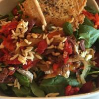 Florentine · Chicken Florentine with spinach, orzo pasta, sundried tomato, kalamata olives, pine nuts, ro...