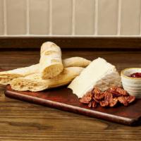 Triple Creme Cheese · Le Delice de Bourgogne, candied pecans, strawberry jam, French Baguette