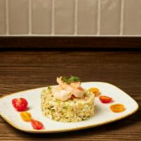 Shrimp & Lobster Chopped · romaine & iceberg, petite white corn, English peas, diced egg, green onion, fresh dill, citr...