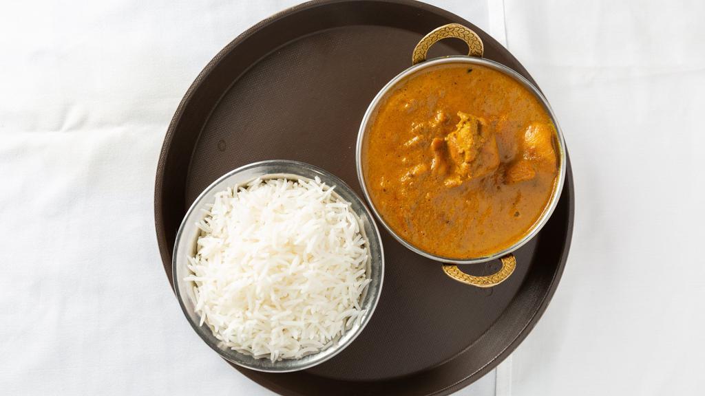 Chicken Curry · Boneless leg meat cooked on an Onion based curry.