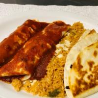 Acapulco · One burrito, one quesadilla, one enchilada and rice.