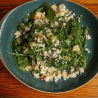 Rocket Salad · organic arugula, apples, pears, black river falls gorgonzola, toasted almonds, honey lavende...