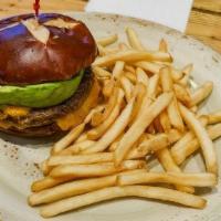 Walnut Smash Burger · house-made walnut patties, sharp cheddar, red onion, tomato, vegan ranch, avocado, local pre...