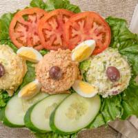 Regular Salad Plate · Three Salad Scoops - Potato Salad, Cole Slaw and choice of tuna salad, chicken Salad, Chop L...
