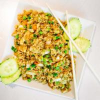 Thai Fried Rice · Contain eggs. Peas, scallion, onion and egg.