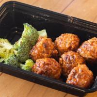 Bbq Chicken Meatballs/ Broccoli · 270 Calories 3G Carbs 24G Protein 18G Fat