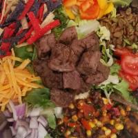 Chipotle Steak Salad · Grilled Steak, mixed Greens, Black
Bean-Corn Salad, Crisp Tortilla, Cheddar, Pepitas, Bell
P...