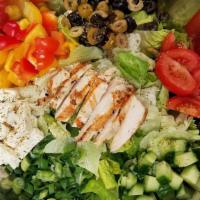 The Big Fat Greek Salad · Plain Greens, Tomato,
Peppers, Green Onion,
Cucumber, Olives, Feta,
Italian Dressing, Choose...