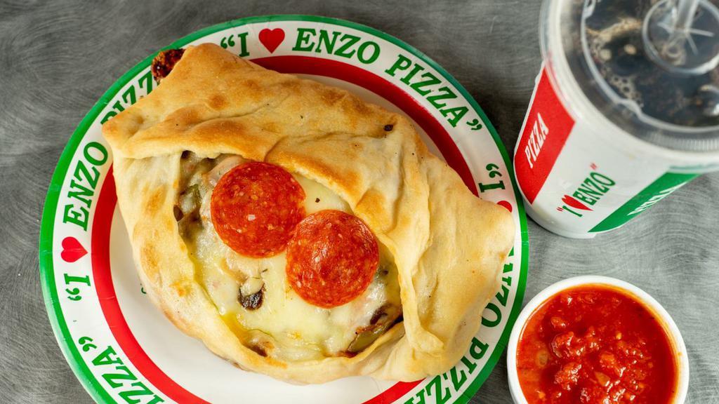 Combo 6 · Any pizza roll or calzone with choice of cheese, garlic, or marinara sauce and 21 oz. Drink.