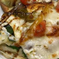 Roasted Vegetables App · Grilled zucchini, bell pepper, red onion, yellow squash, artichoke hearts, and arugula drizz...