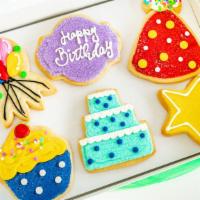 Birthday  Cookies · 1/2 dozen cookies, maybe shapes and colors  it can be different.