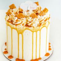 Caramel Delight Cake · 6-inch Vanilla cake with dulce de leche filling and Italian buttercream icing.  Topped with ...