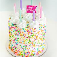 Birthday/Funfetti Cake · 6-inch Funfetti cake with vanilla whipped cream filling. Topped with sprinkles and candles. ...