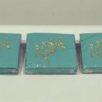 Napkins  · Teal napkins  with a gold detail 