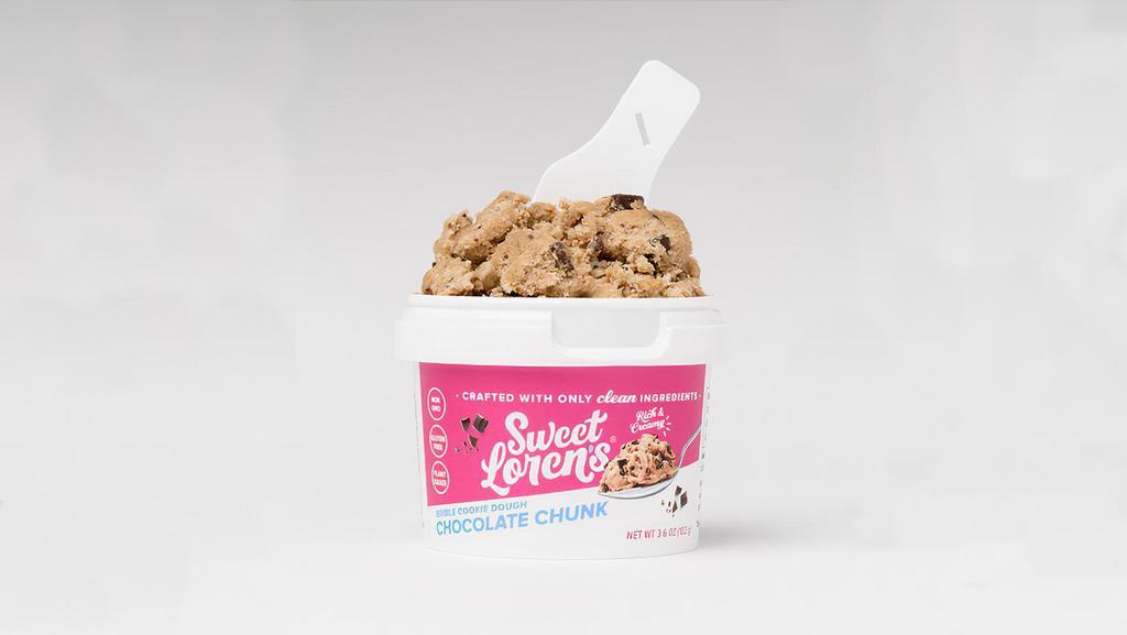 Sweet Loren'S Chocolate Chunk Edible Cookie Dough · Creamy, smooth and scoop-able gluten-free cookie dough. Delicious taste from only clean ingredients. Spoon under lid (3.6 oz). (Gluten-free, vegan)