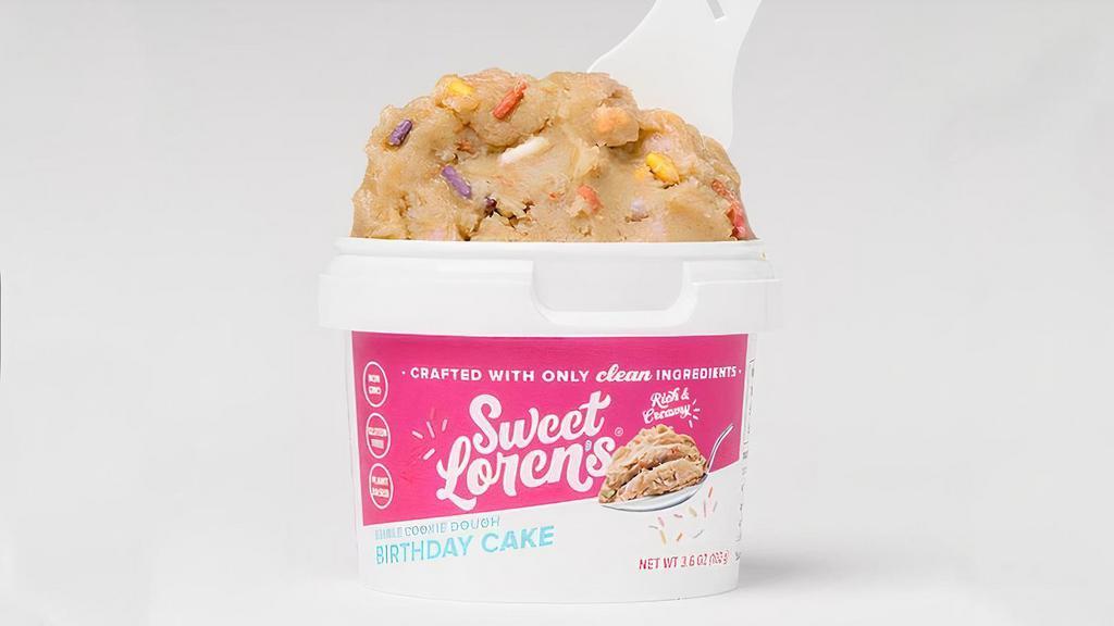 Sweet Loren'S Birthday Cake Edible Cookie Dough · Creamy, smooth and scoop-able gluten-free cookie dough. Delicious taste from only clean ingredients. Spoon under lid (3.6 oz). (Gluten-free, vegan)