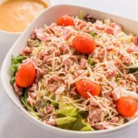 Antipasto Entree Salad · house blend lettuce, dearborn ham, aged salami, tomato,  mozzarella, parmesan, oregano, red ...