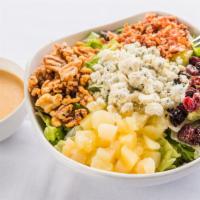 Entree Michigan Salad · house blend lettuce, dried cherries & cranberries, poached  apples & pears, bleu cheese, can...